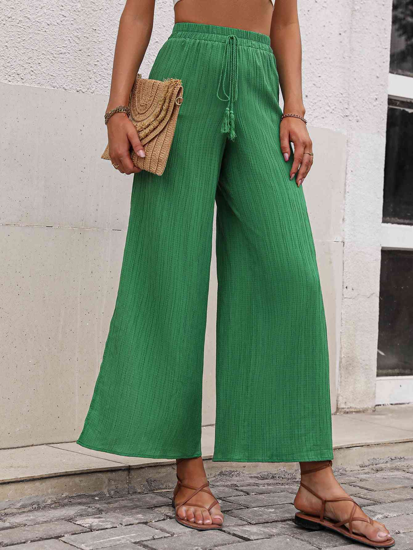 High Waist Slit Wide Leg Pants