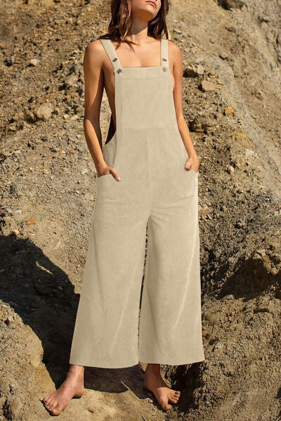 Pocketed Wide Leg Overall