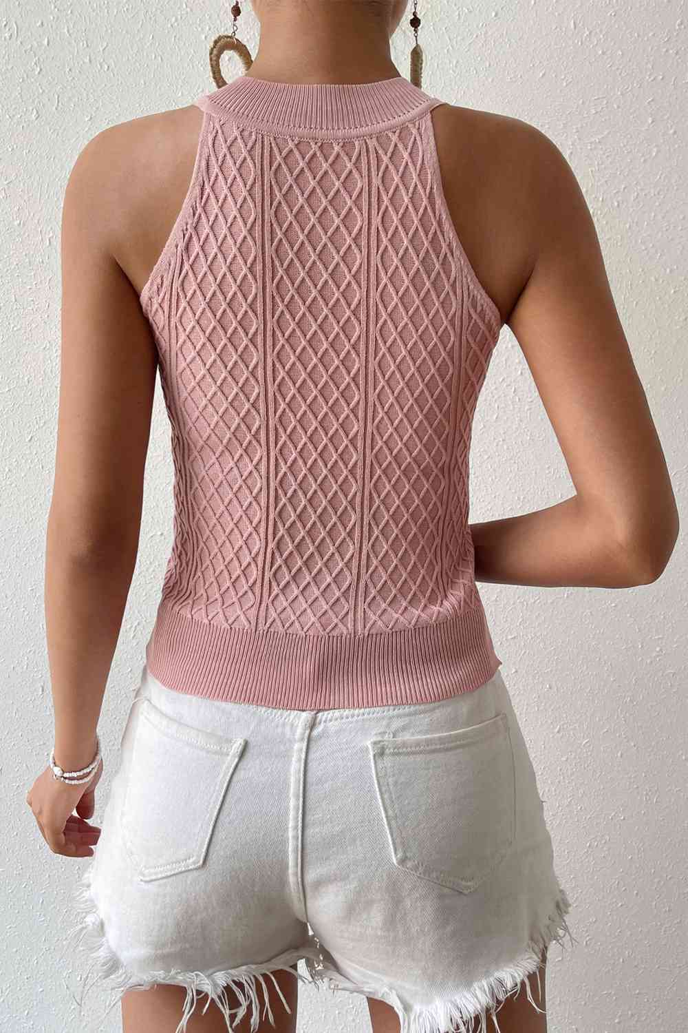 Round Neck Sleeveless Knit Top